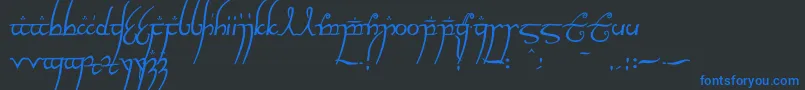 Elvish ffy-Schriftart – Blaue Schriften auf schwarzem Hintergrund