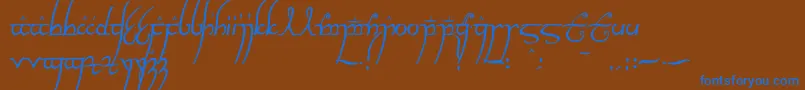 Elvish ffy-Schriftart – Blaue Schriften auf braunem Hintergrund