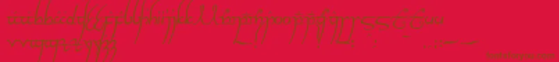 フォントElvish ffy – 赤い背景に茶色の文字