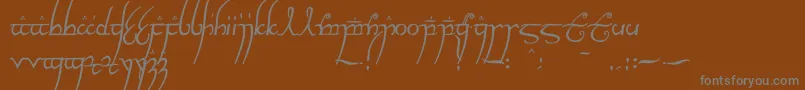 Elvish ffy-Schriftart – Graue Schriften auf braunem Hintergrund