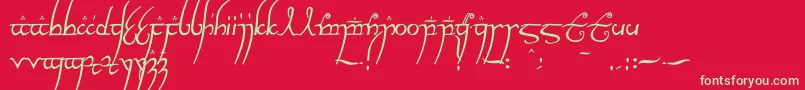 フォントElvish ffy – 赤い背景に緑の文字