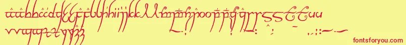 Fonte Elvish ffy – fontes vermelhas em um fundo amarelo