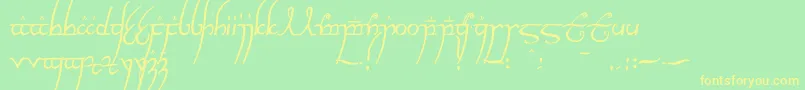 フォントElvish ffy – 黄色の文字が緑の背景にあります