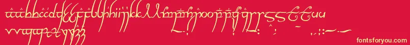 Elvish ffy-Schriftart – Gelbe Schriften auf rotem Hintergrund