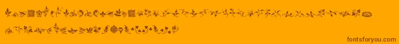 RoughFleuronsFree-Schriftart – Braune Schriften auf orangefarbenem Hintergrund