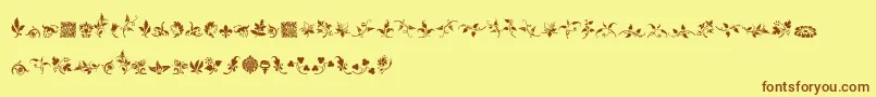 Czcionka RoughFleuronsFree – brązowe czcionki na żółtym tle