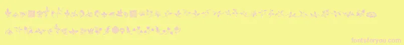 RoughFleuronsFree-Schriftart – Rosa Schriften auf gelbem Hintergrund