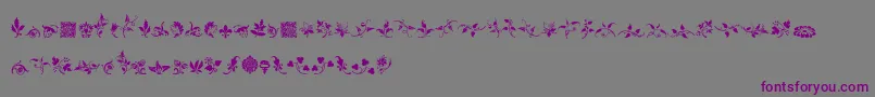Czcionka RoughFleuronsFree – fioletowe czcionki na szarym tle