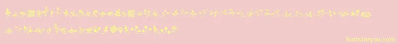 RoughFleuronsFree-Schriftart – Gelbe Schriften auf rosa Hintergrund