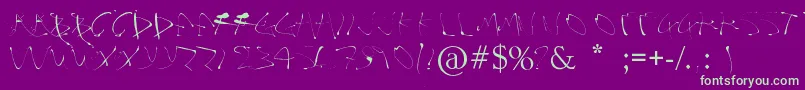 Alphasplat-Schriftart – Grüne Schriften auf violettem Hintergrund