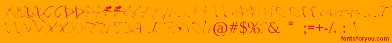 Alphasplat-Schriftart – Rote Schriften auf orangefarbenem Hintergrund