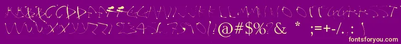 Alphasplat-Schriftart – Gelbe Schriften auf violettem Hintergrund