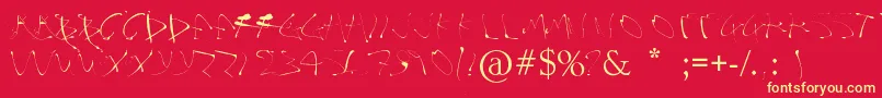 Alphasplat-Schriftart – Gelbe Schriften auf rotem Hintergrund