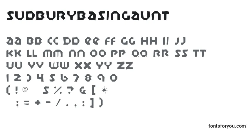 A fonte Sudburybasingaunt – alfabeto, números, caracteres especiais