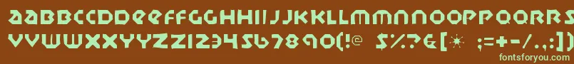 フォントSudburybasingaunt – 緑色の文字が茶色の背景にあります。