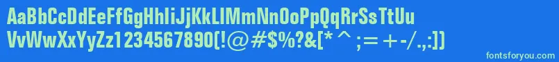 FolioBoldCondensedBt Font – Green Fonts on Blue Background