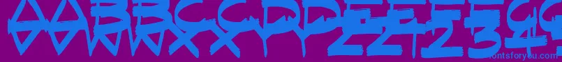 フォントFastFlatBrush – 紫色の背景に青い文字