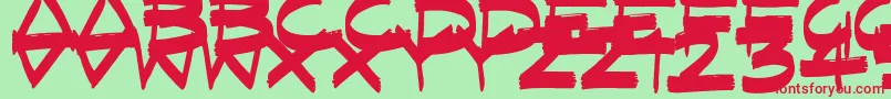 FastFlatBrush Font – Red Fonts on Green Background
