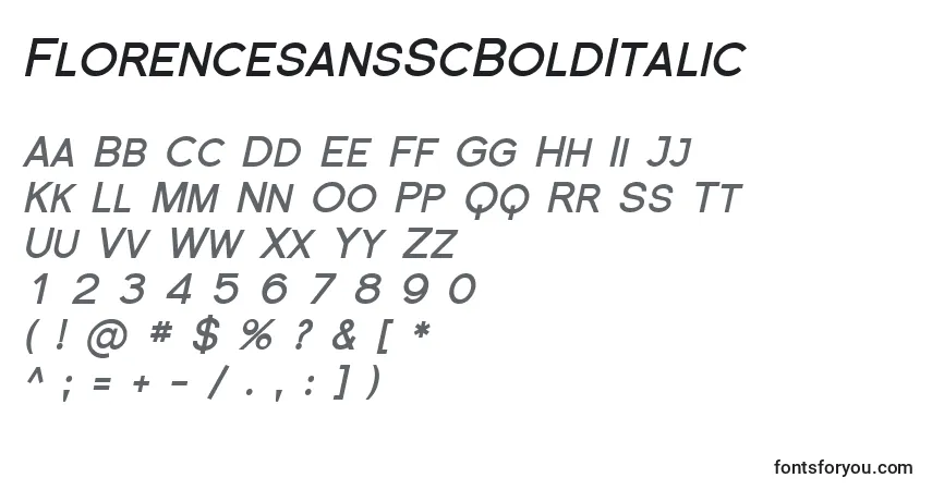 Шрифт FlorencesansScBoldItalic – алфавит, цифры, специальные символы