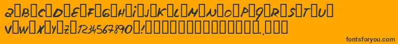 Escudillers-Schriftart – Schwarze Schriften auf orangefarbenem Hintergrund