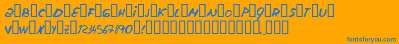 フォントEscudillers – オレンジの背景に青い文字