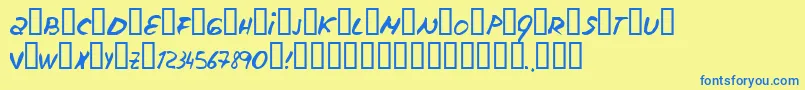 Шрифт Escudillers – синие шрифты на жёлтом фоне