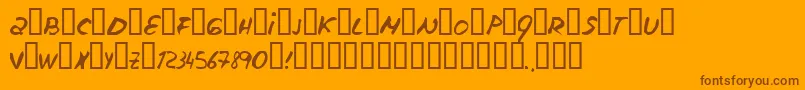 Escudillers-Schriftart – Braune Schriften auf orangefarbenem Hintergrund