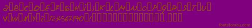 Escudillers-Schriftart – Braune Schriften auf violettem Hintergrund