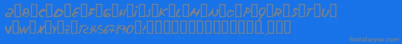 フォントEscudillers – 青い背景に灰色の文字