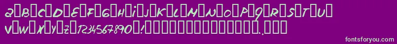 フォントEscudillers – 紫の背景に緑のフォント