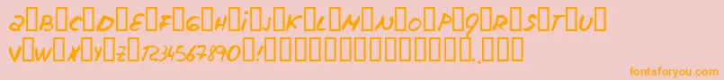 フォントEscudillers – オレンジの文字がピンクの背景にあります。