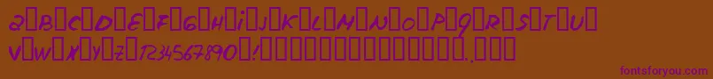 フォントEscudillers – 紫色のフォント、茶色の背景