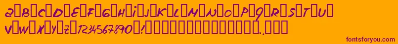 Escudillers-Schriftart – Violette Schriften auf orangefarbenem Hintergrund
