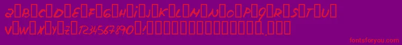 フォントEscudillers – 紫の背景に赤い文字