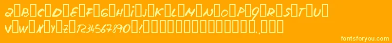 Escudillers-Schriftart – Gelbe Schriften auf orangefarbenem Hintergrund