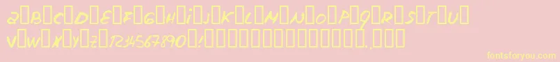 Escudillers-fontti – keltaiset fontit vaaleanpunaisella taustalla