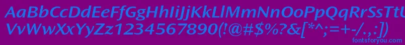 フォントOceansansstdSemiboldextita – 紫色の背景に青い文字