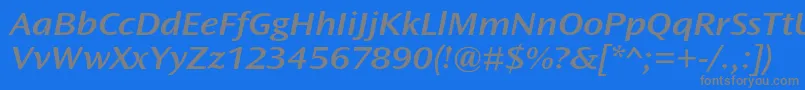 フォントOceansansstdSemiboldextita – 青い背景に灰色の文字