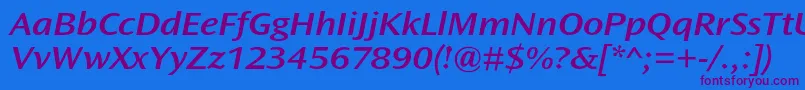 OceansansstdSemiboldextita Font – Purple Fonts on Blue Background