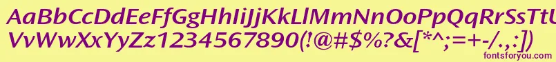 OceansansstdSemiboldextita Font – Purple Fonts on Yellow Background