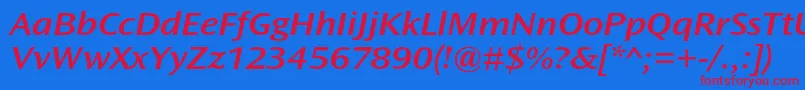 OceansansstdSemiboldextita Font – Red Fonts on Blue Background