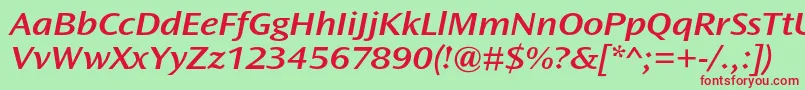 OceansansstdSemiboldextita Font – Red Fonts on Green Background