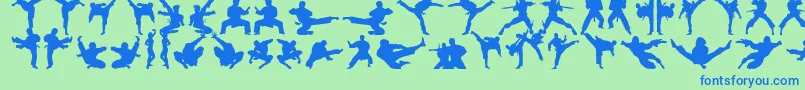Czcionka Karatechop – niebieskie czcionki na zielonym tle