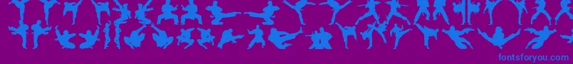 Karatechop-Schriftart – Blaue Schriften auf violettem Hintergrund