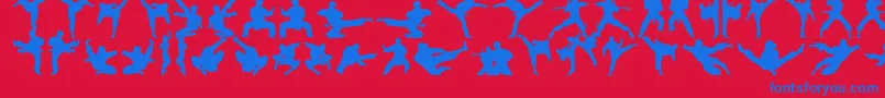 フォントKaratechop – 赤い背景に青い文字