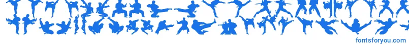 Fonte Karatechop – fontes azuis em um fundo branco