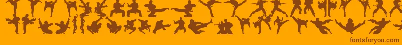 Karatechop-Schriftart – Braune Schriften auf orangefarbenem Hintergrund