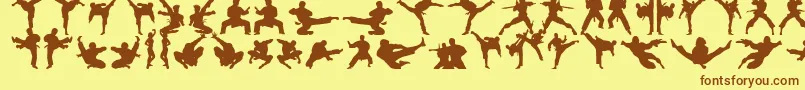 Karatechop-Schriftart – Braune Schriften auf gelbem Hintergrund