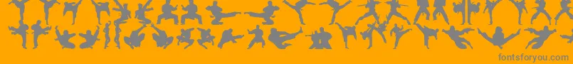 Karatechop-Schriftart – Graue Schriften auf orangefarbenem Hintergrund
