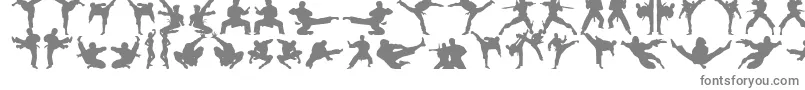 Karatechop-fontti – harmaat kirjasimet valkoisella taustalla